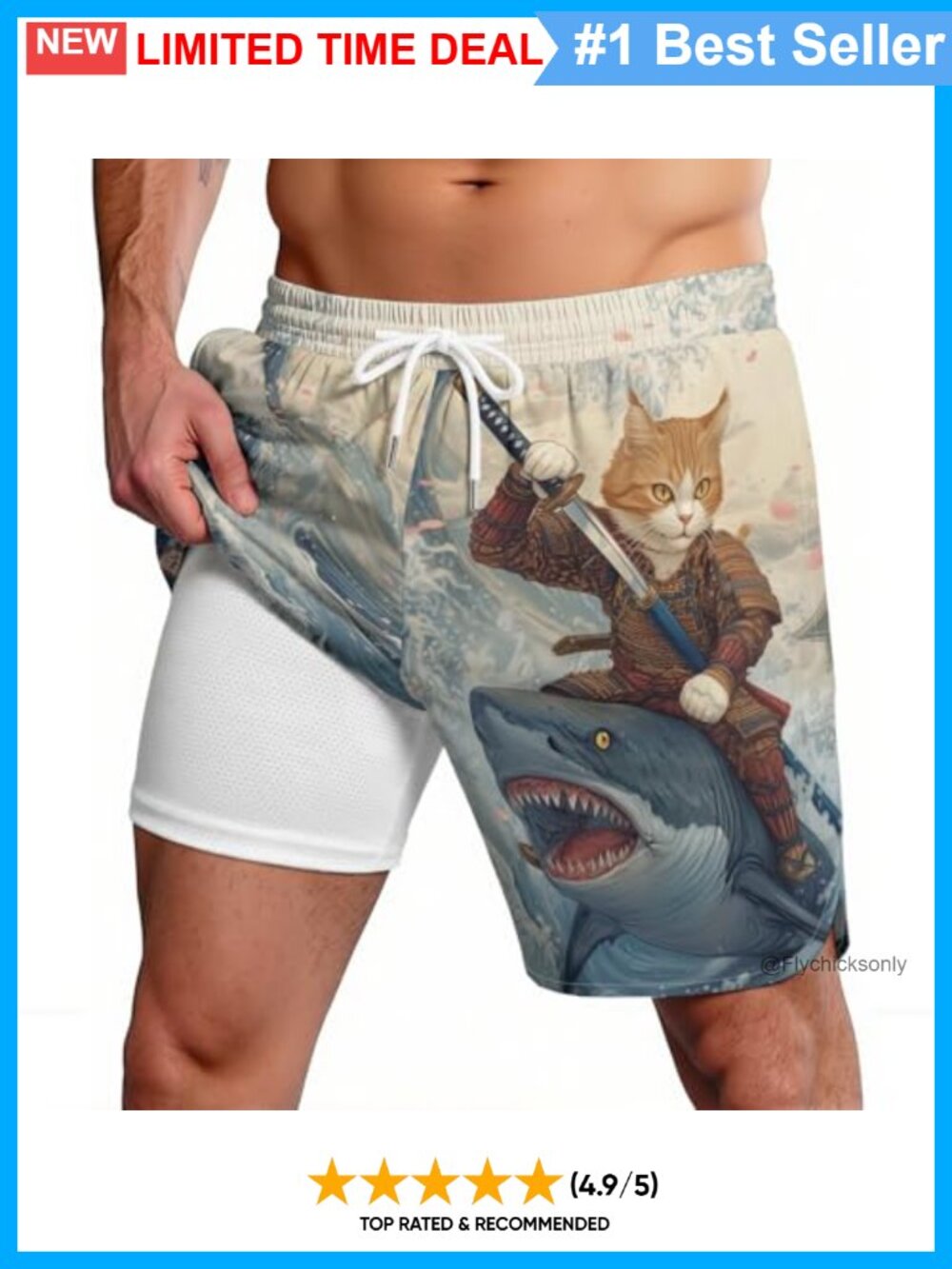 Men's 2-in-1 Swim Trunks Quick Dry Compression Liner Board Shorts
